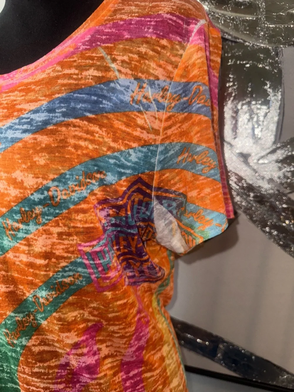 Harley-Davidson Orange Multicolor Tie-Dye Logo Tee - Picture 4 of 8